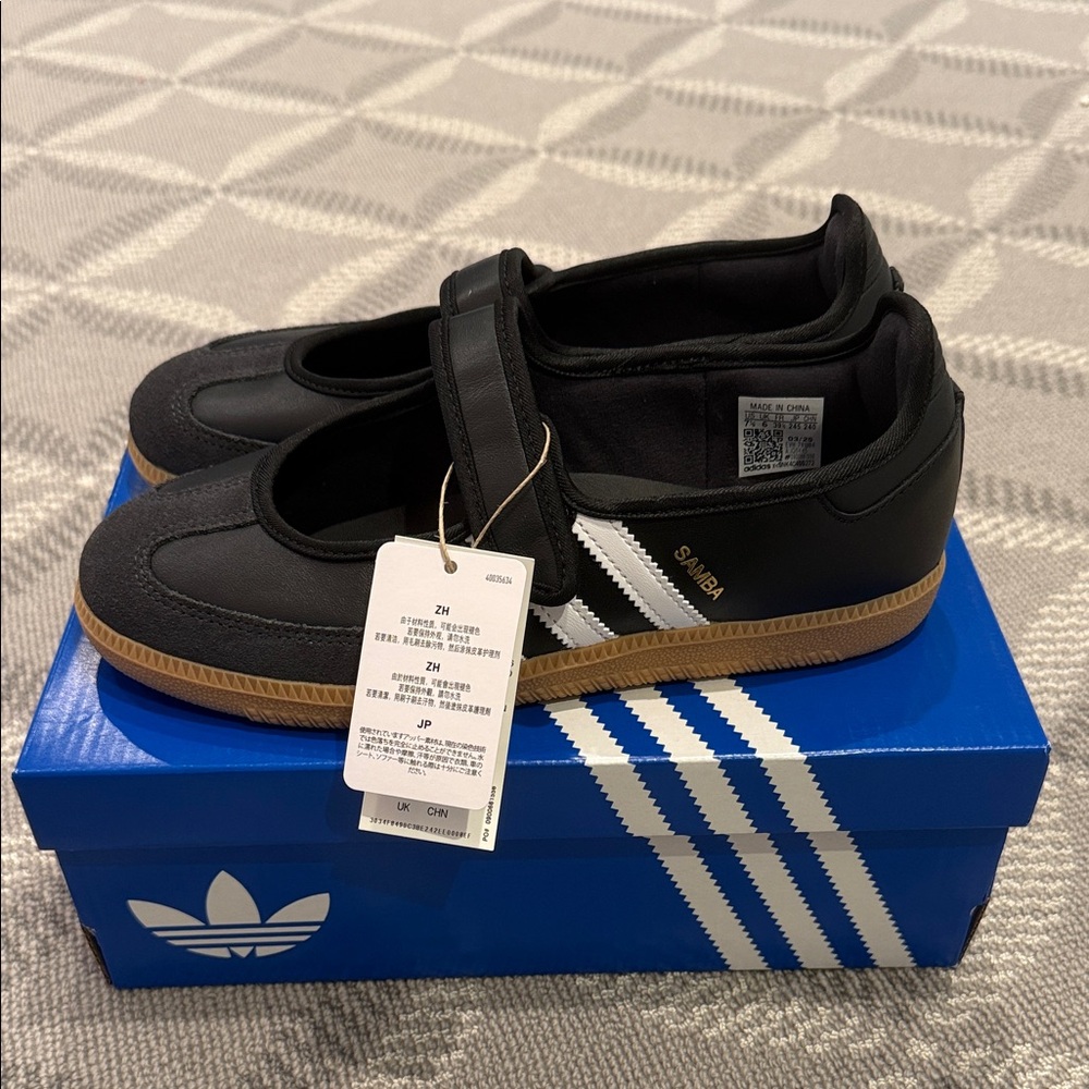 Adidas Black and White Sneakers with Gum Sole